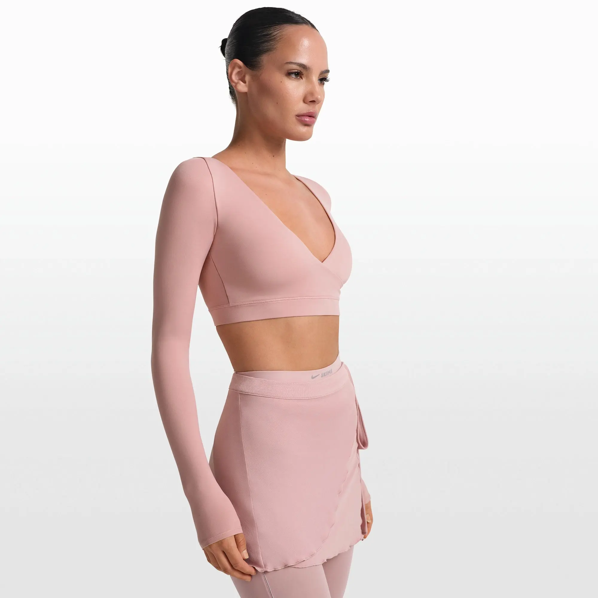 Wrap Long Sleeve Cropped Top - Image 3