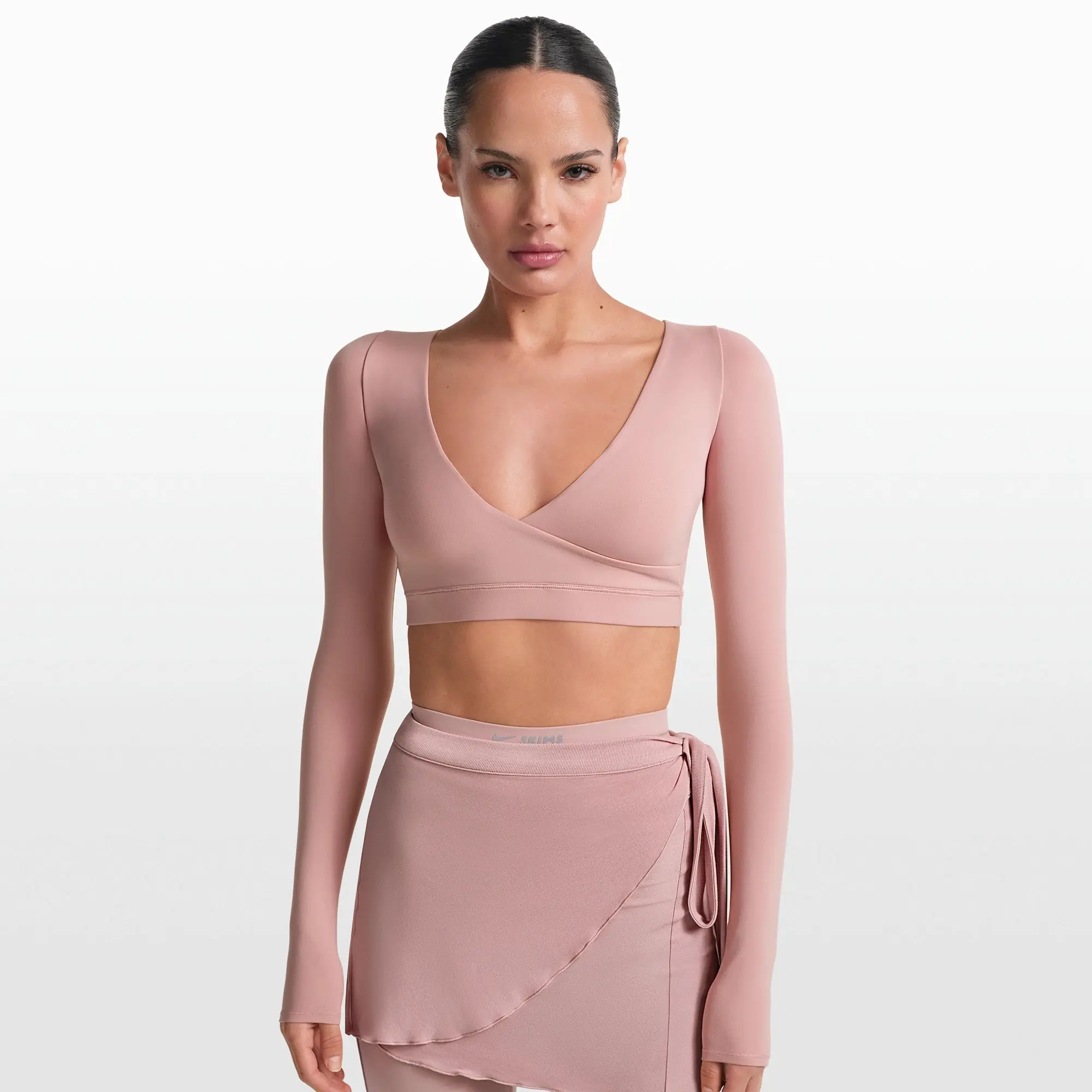 Wrap Long Sleeve Cropped Top - Image 2