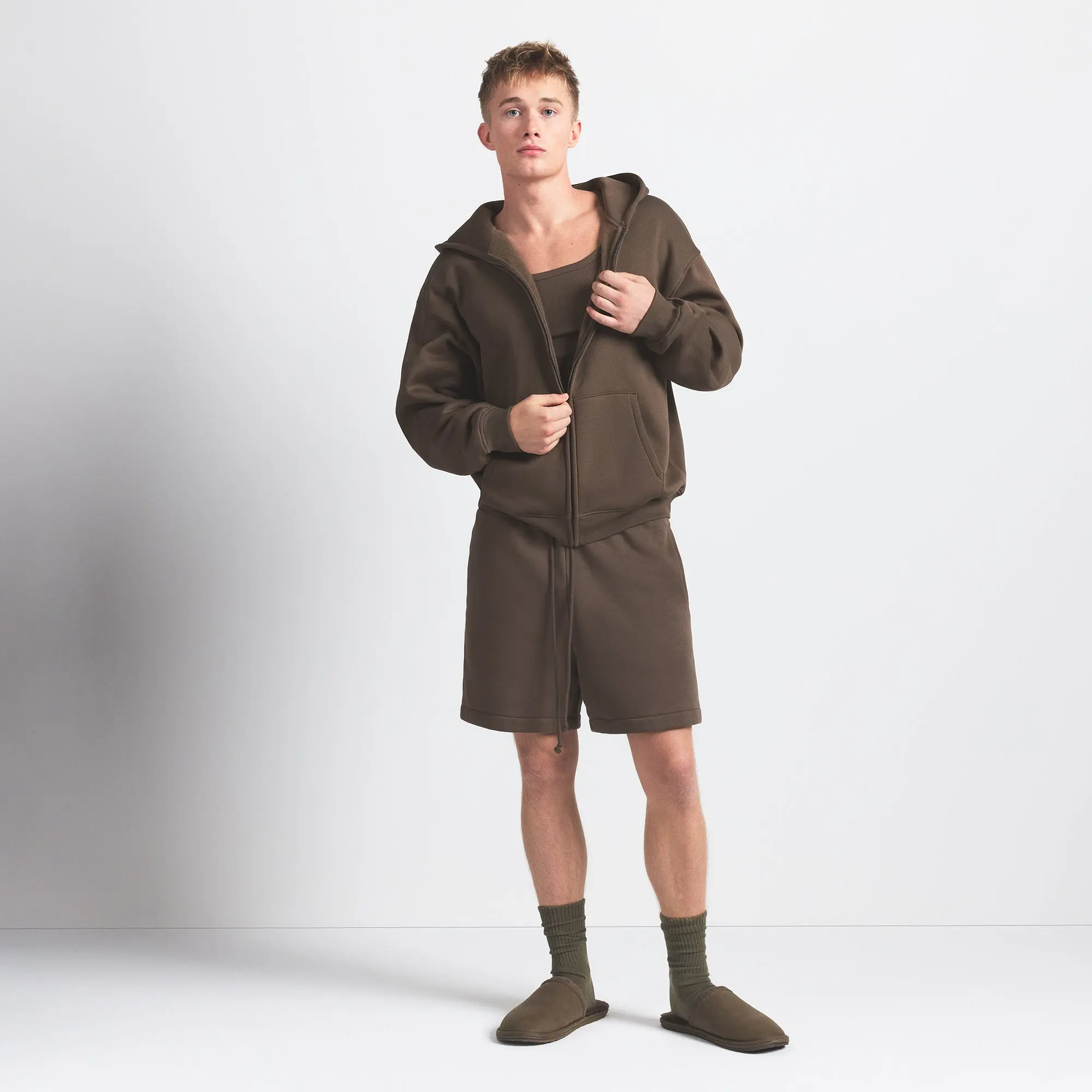 Mens Relaxed Zip Up Hoodie